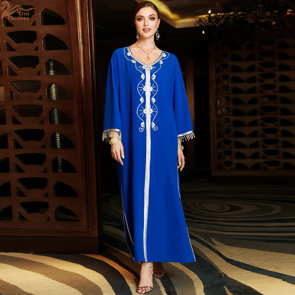 

Luxury Diamonds Tassel Abaya Women Muslim Party Dress Morocco Caftan Femme Musulman Jalabiya Dubai Kaftan Turkey Robe Gown 2025