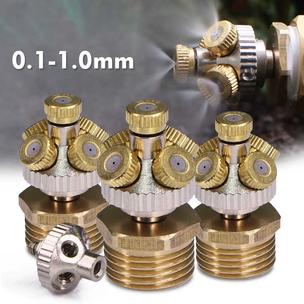 

5-hole 0.1-1.0mm Fine Atomizer Sprayer Misting Nozzle w/ 1/2" 20mm Brass Joint Garden Irrigation Humidification Cooling Watering