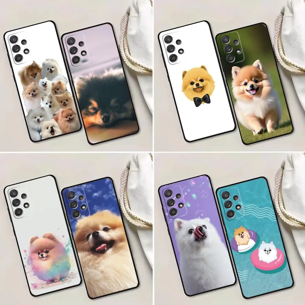 Cute Pomeranian Dogs Phone Case For Samsung Galaxy A13,A21s,A22,A31,A32,A52,A53,A71,A80,A91 Soft Black Phone Cover