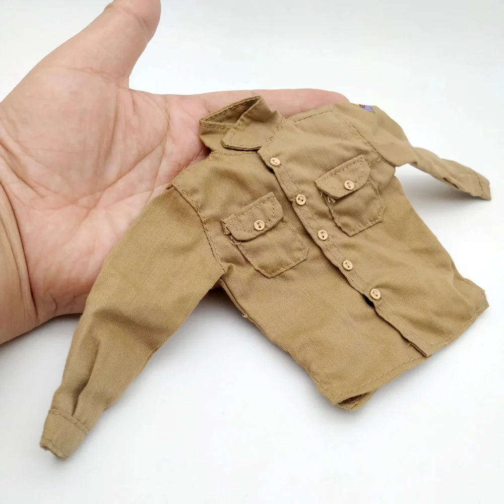 Kaki 1/6 Schaal Wwii Mannelijke Soldaat Shirt Lange Mouw Kleding Model Voor 12in Phicen Tbleague Action Figure Speelgoed