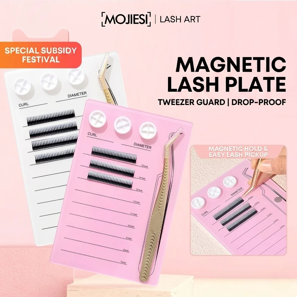 Magnetic Eyelash Extension Palette & Glue Holder Pad, Acrylic Lash Tile Organizer Volume Fanning Tray
