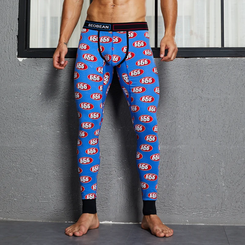 Men's long underwear, low waist warm autumn pants, slim fit and sports style, fashionable