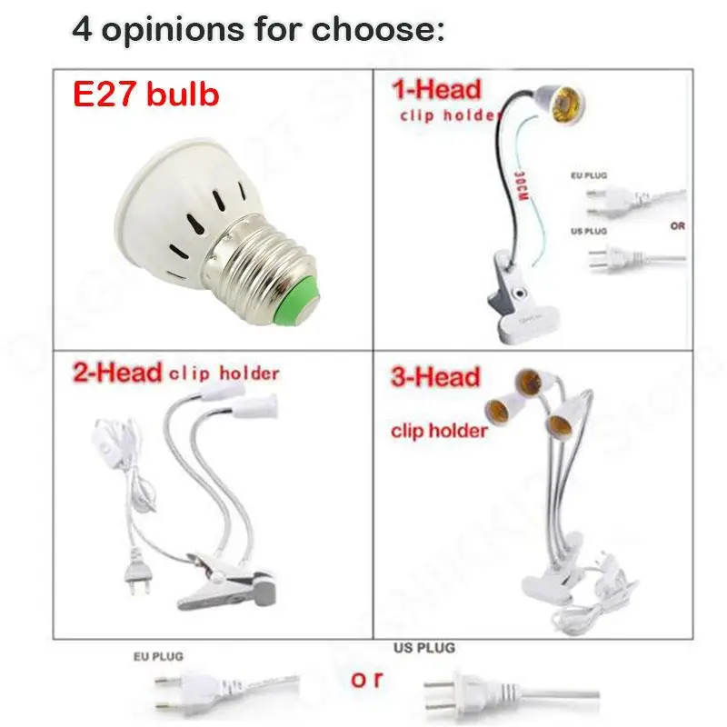 80LED 3 ヘッドフルスペクトル太陽光花植物成長ライトフィトランプデスククリップ Fitolamp 屋内野菜グローボックス温室 V27