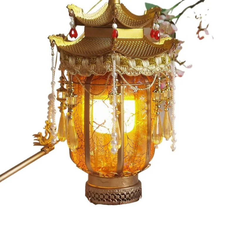 

Chinese retro style palace lamp hand-held flower lamp Hanfu court imitation croissant lamp dancing props