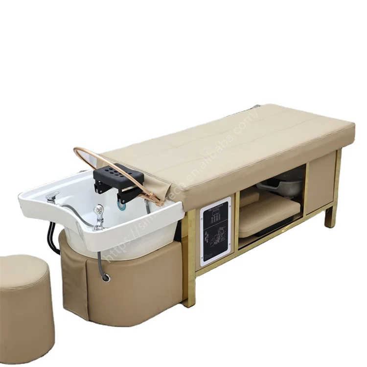 Seaman Best Selling Salon Japanese Head Spa Shampoo Bed Electric Curved Head Physiotherapy Shampoo Thai Massage Bed Stainles