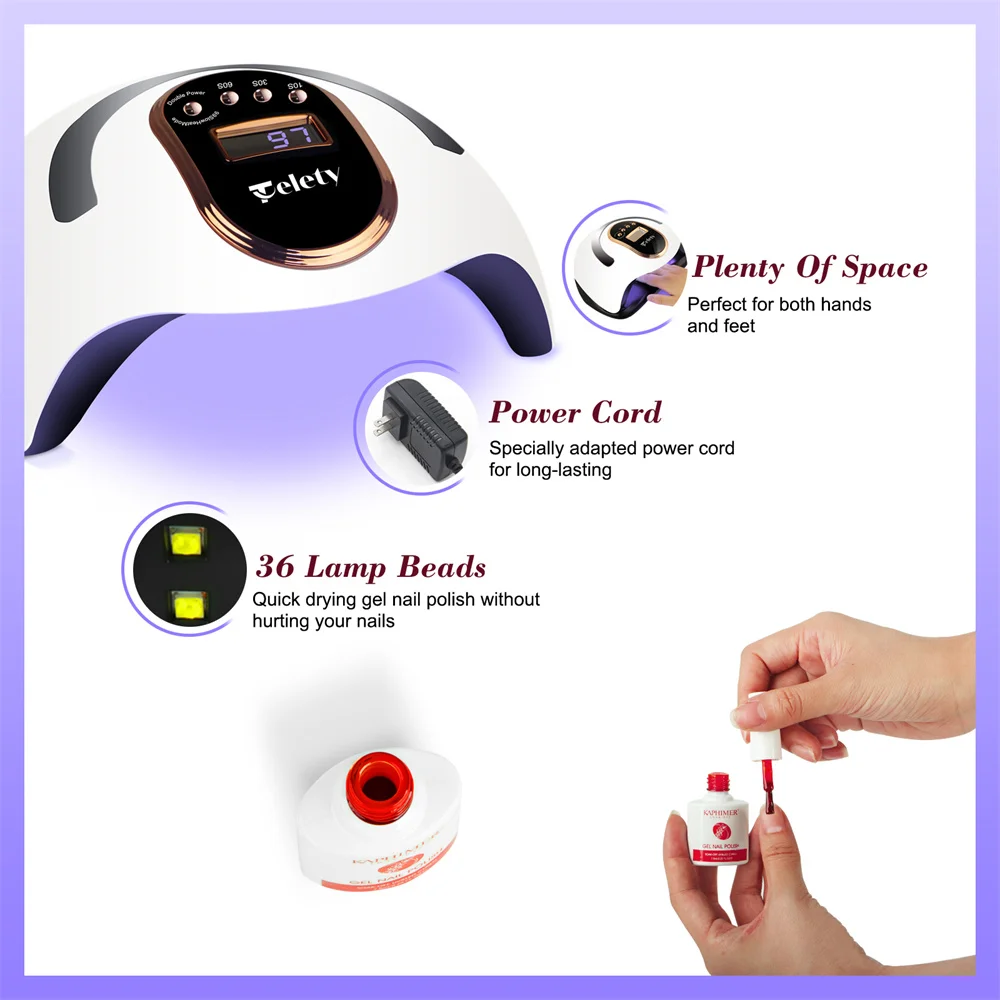 Professional Nail Drying Lamp for Manicure 168W Nails Gel Polish Drying Machine with Auto Sensor UV LED Nail Lamp&handle