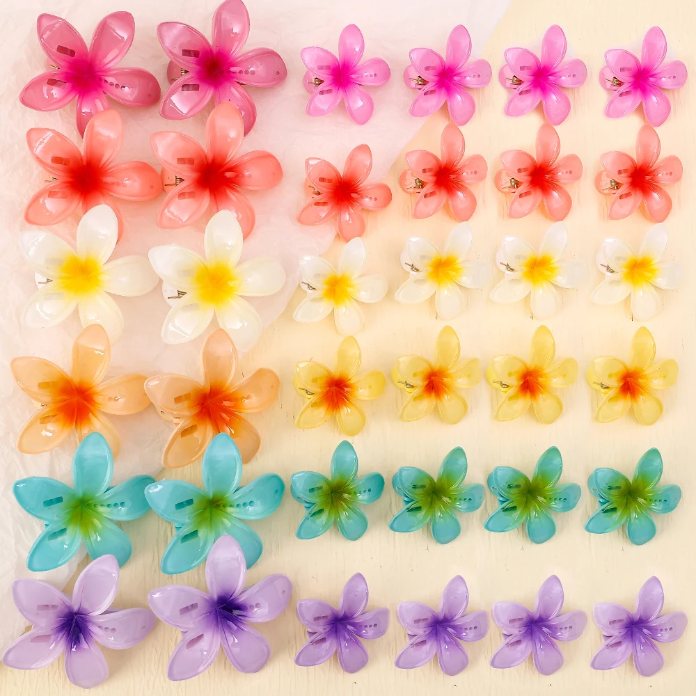 1/6pcs Summer New Fashion Sweet Flower Hairclips Women Girls Plumeria Side Bangs Claw Pins Barrette Headwears Hair Accessories