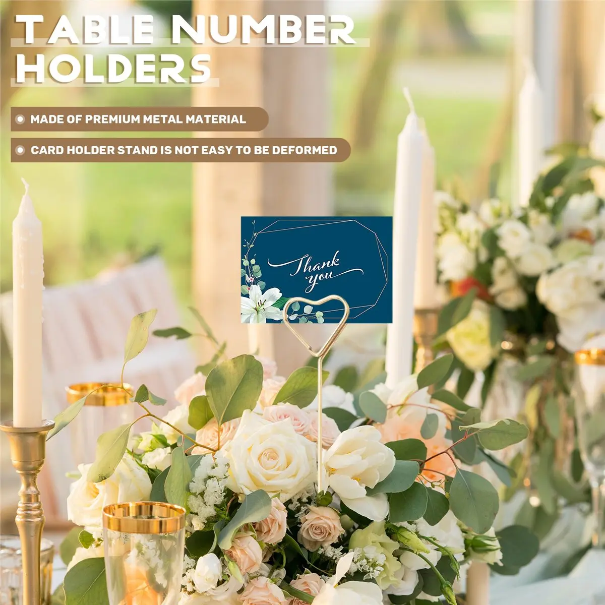 Final~~40 PCS Floral Card Holder Picks - Flower Card Holder Sticks for Bouquets, Wedding Centerpieces, Photo Holder Sticks