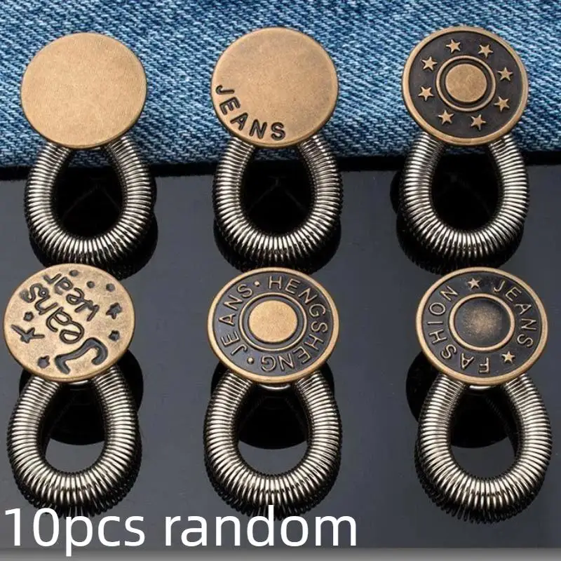 10PCS Reusable Metal Jeans Waist Adjustment Buckle Detachable Pants Button Extender for DIY Clothing Fix