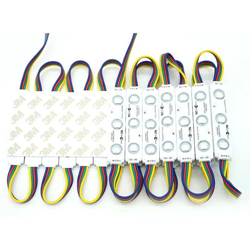 

500pcs injection with lens RGB LED module SMD 5050 waterproof LED advertising light module RGB DC12V 0.72W 3 led IP66 75*15*5mm