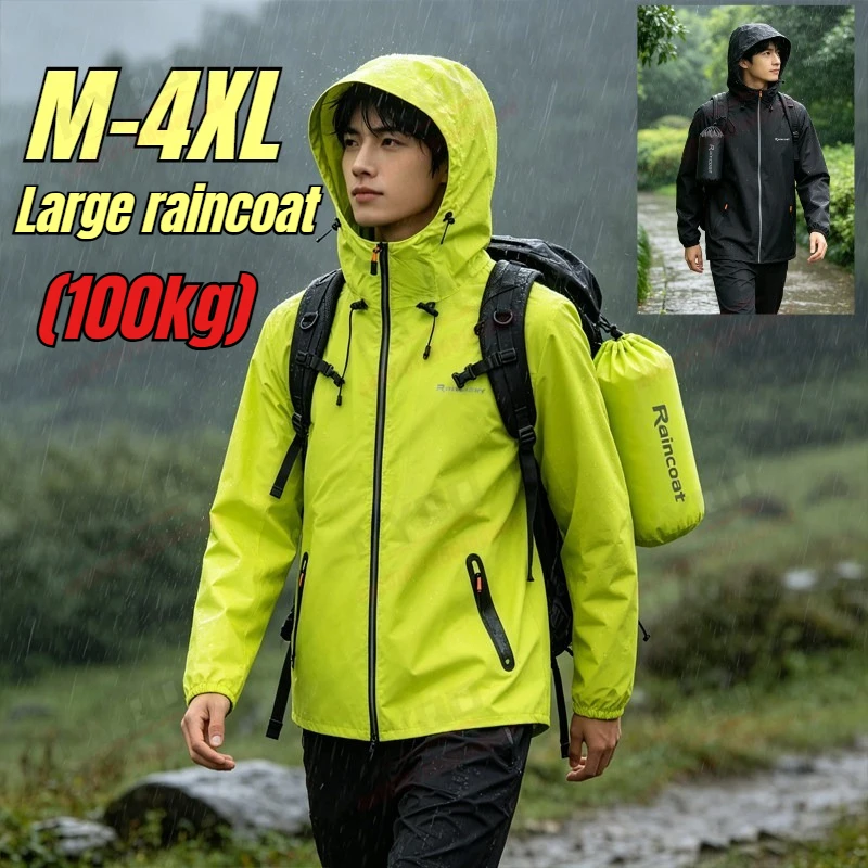 

4 colors Fat Man Raincoat Rain Pants Plus Fat Size Set Split 100kg Reflective Rainproof Motorcycle Rider Raincoat Double Layer