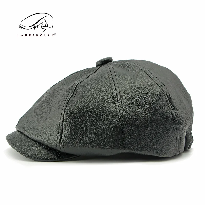 Męski kapelusz w stylu vintage o ośmiokątnym kształcie, czapka z daszkiem ze skóry PU zapewniająca ciepło, unikalny beret w stylu retro na jesień i zimę.