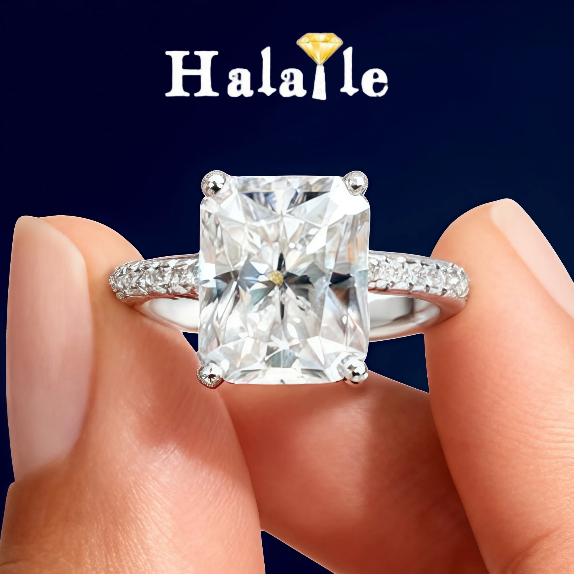 

Halaile 1-4CT D цвет сияющей огранки муассанит настоящее кольцо из стерлингового серебра S925 ювелирные изделия женские помолвочные свадебные подарки