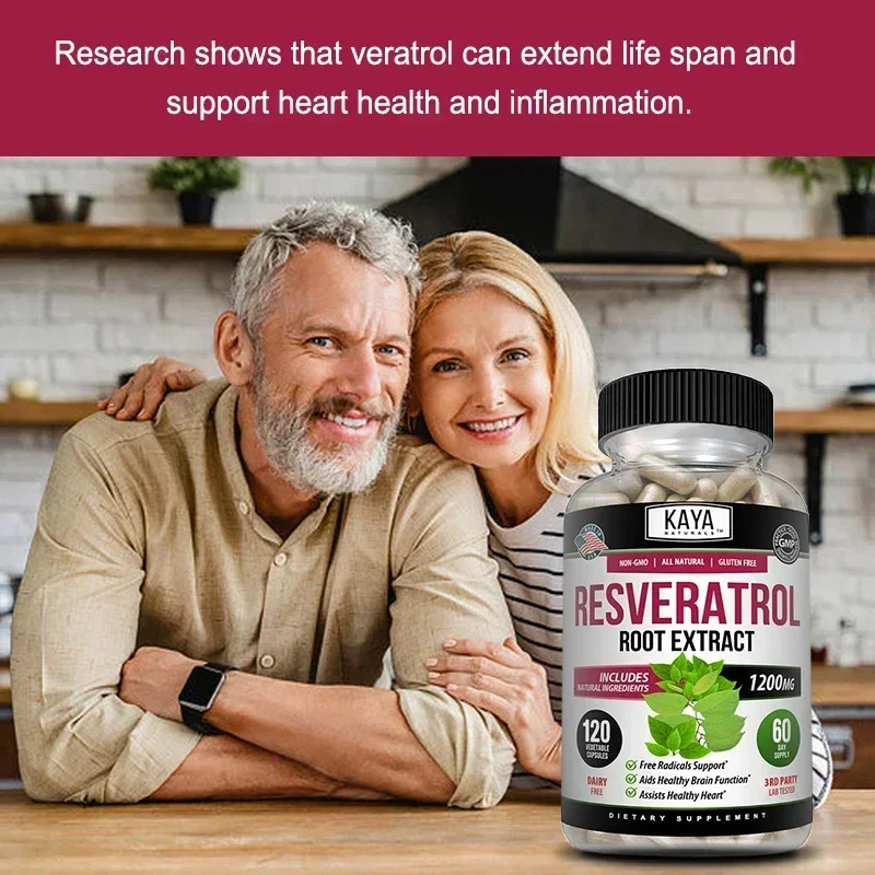 Resveratrol 1200 Mg - Natural Ingredients - Antioxidant Supplement, Anti-Aging, Heart, Brain, Free Radicals