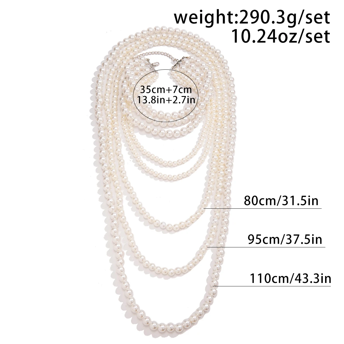 Gothic Multi layered Imitation Pearl Chain Long Necklace Fashion Simple Statement Bead Chain Choker Women\'s Wedding Jewelry