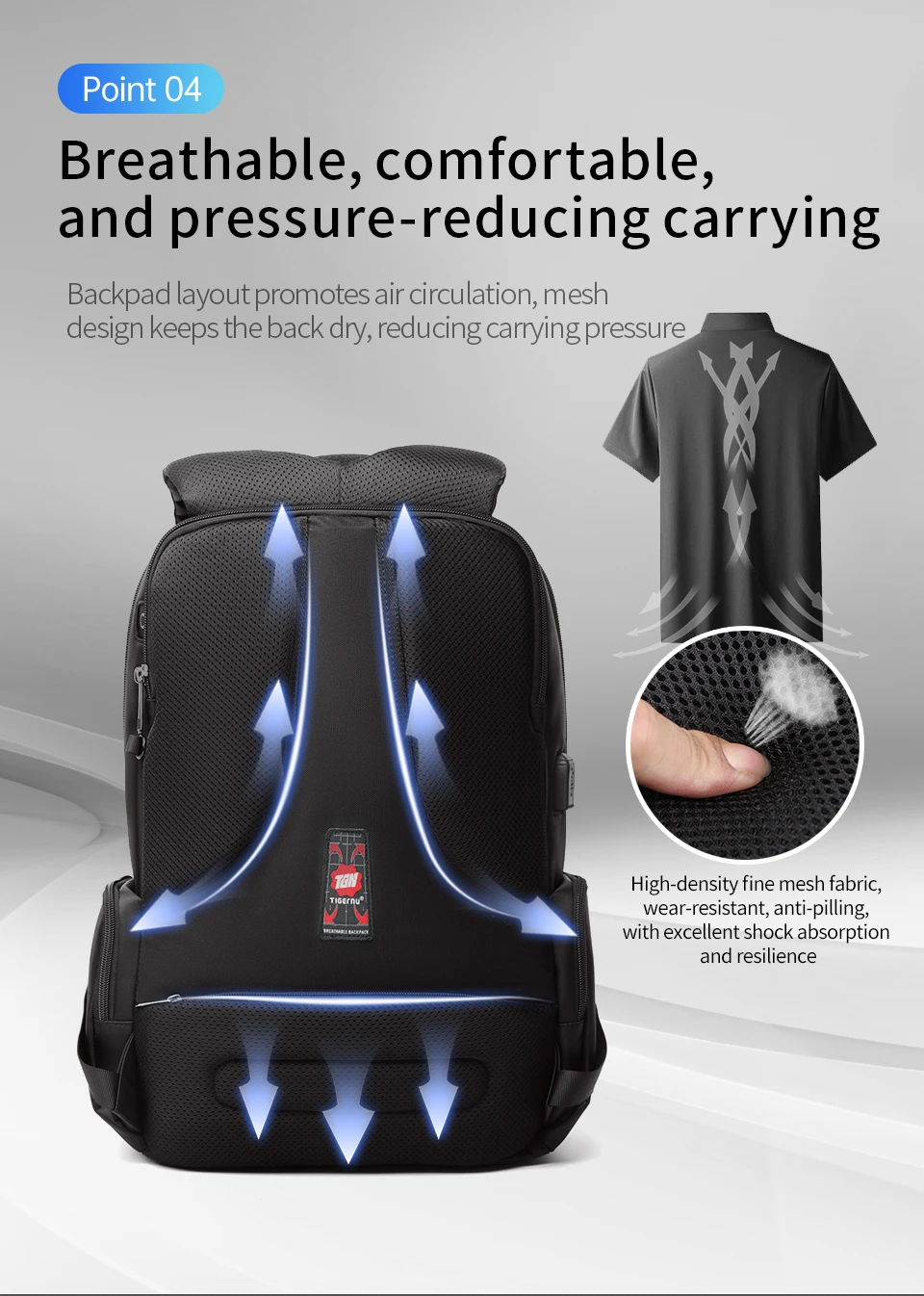 Tigernu Wasserdichte Nylon Rucksack Weibliche männer Rucksack Für 15,6 Laptop Notebook Tasche Mochilas Schule Rucksäcke Tasche Männlichen Rucksack – Detail 12