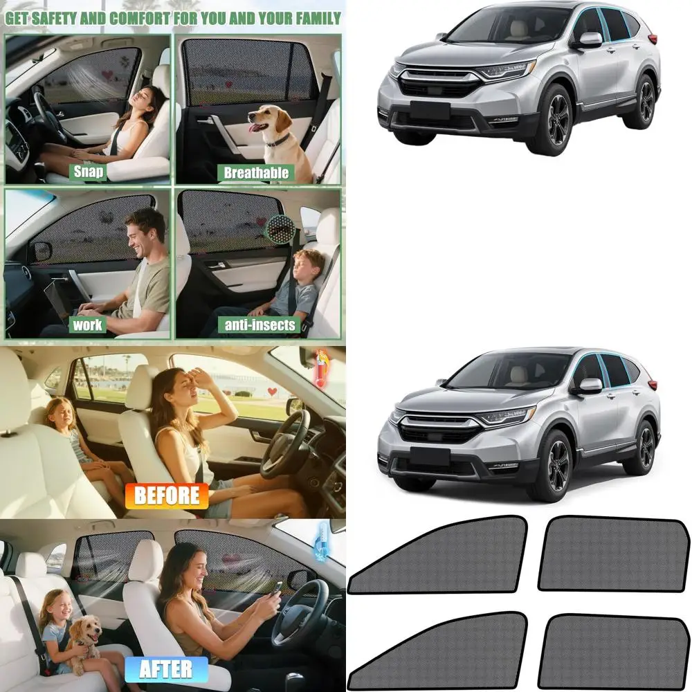 

Набор из 4 автомобильных оконных штор с дышащей сеткой для 2023-2025 CR-V, защита от ультрафиолета, идеально подходят для кемпинга, сна и безопасности детей