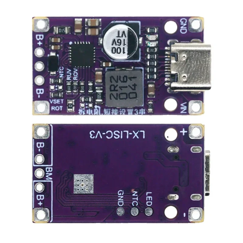 Imagem -06 - Módulo de Carregamento de Bateria de Lítio Usb tipo c Carregamento Rápido Conversor Boost Carregador Step-up Protection Board 2s 3s 3.7v