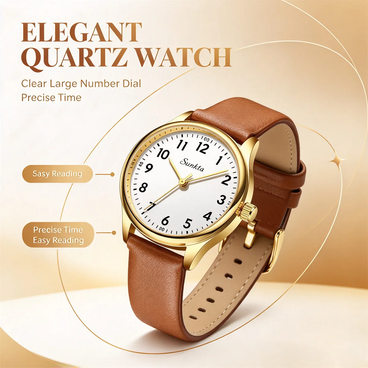 SUNKTA New Fashion Luxury Women's Quartz Watches Elegant Leather Watches for Women Waterproof Simple Ladies Watches Reloj+Box