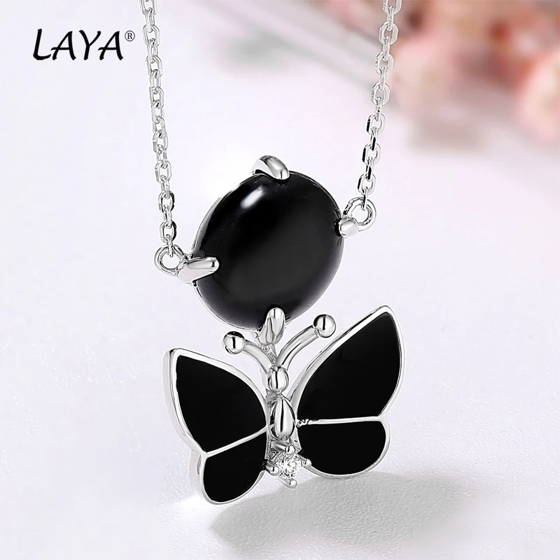 LAYA 100% 925 Sterling Silver Pendant Necklace For Women Sparkling Zircon Fashion Modern Trendy Fine Jewelry