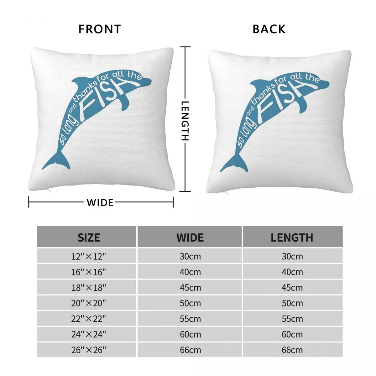 So Long And Thanks For All The Fish Square Pillowcase Polyester Linen Velvet Printed Zip Decor Pillow Case Car Cushion Cover
