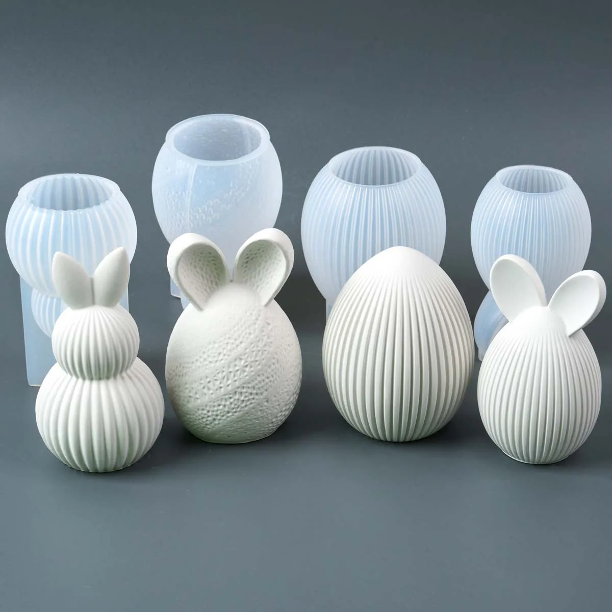 Easter Egg Bunny Silicone Candle Mold DIY Handmade Double Rabbit Ear Soap Plaster Resin Craft Casting Molds Home Decor Art Gifts