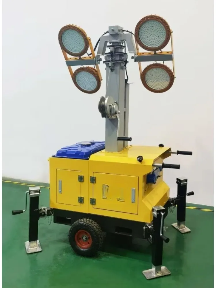 Mobile Light Tower Telescopic Mast Lightweight Compact Design Easy Transport For Municipal Road Emergency Repair Lighting