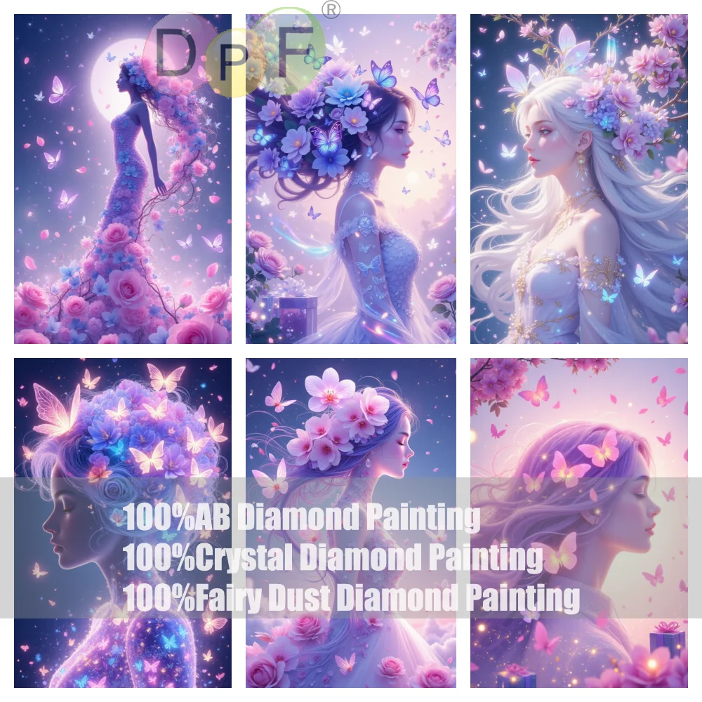 

DPF 100% полная фея пыль дрель кристалл AB алмазная живопись цветок невесты вышивка искусство домашний декор ремесла подарок