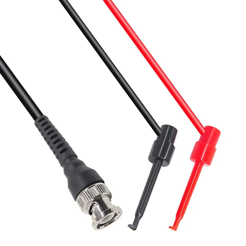 P1007 BNC Male Plug Q9 to Dual Hook Clip Oscilloscope Test Probe Cable Leads 120CM with Two Mini Probes Ended 500V 5A Test Hook