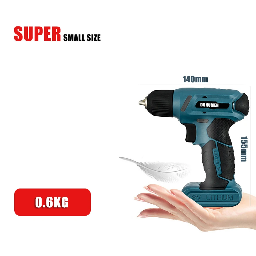 DONUMEH 8V Cordless Electric Screwdriver Mini Electric Drill Cordless Screwdriver Rechargeable Battery Power Tools Maintenance