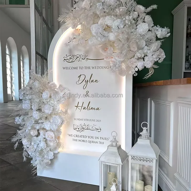 New product arrival, party decoration, acrylic LED welcome board, vaulted wedding background, welcome sign rack.