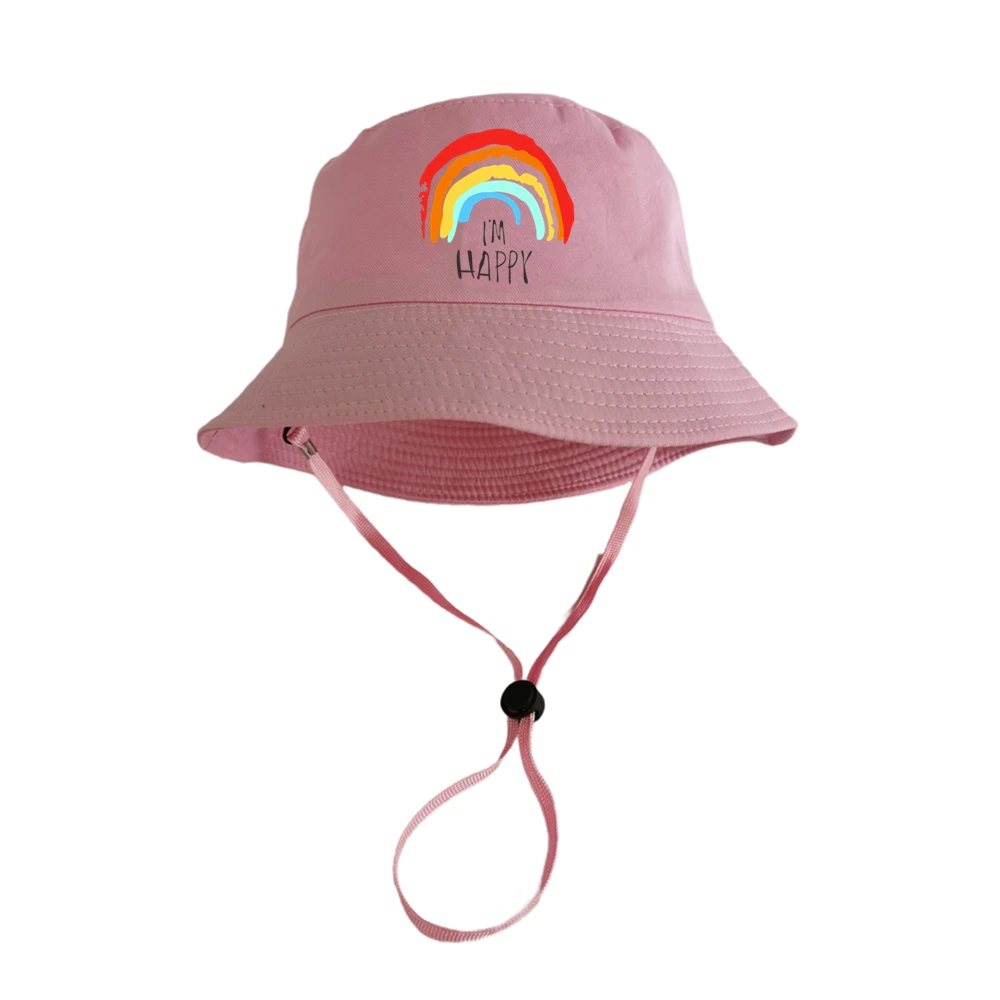 baby bucket hat accessories sun fishing fishman rainbow printed hat cap for boys and girls kids Windproof rope mommy and me