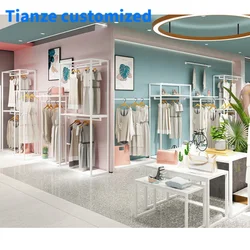 （customized）Metal Clothing Shop Furniture Boutique Garment Shop Fixture Retail Cheap Clothes Rack Shelving