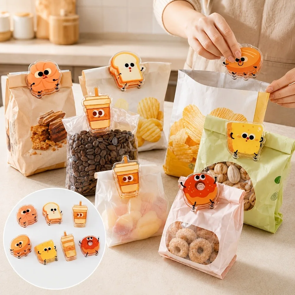 7pcs snack bag sealing clip,upgraded double cute bun dessert hairpin,school/office supplies,back to school season,Christmas gift