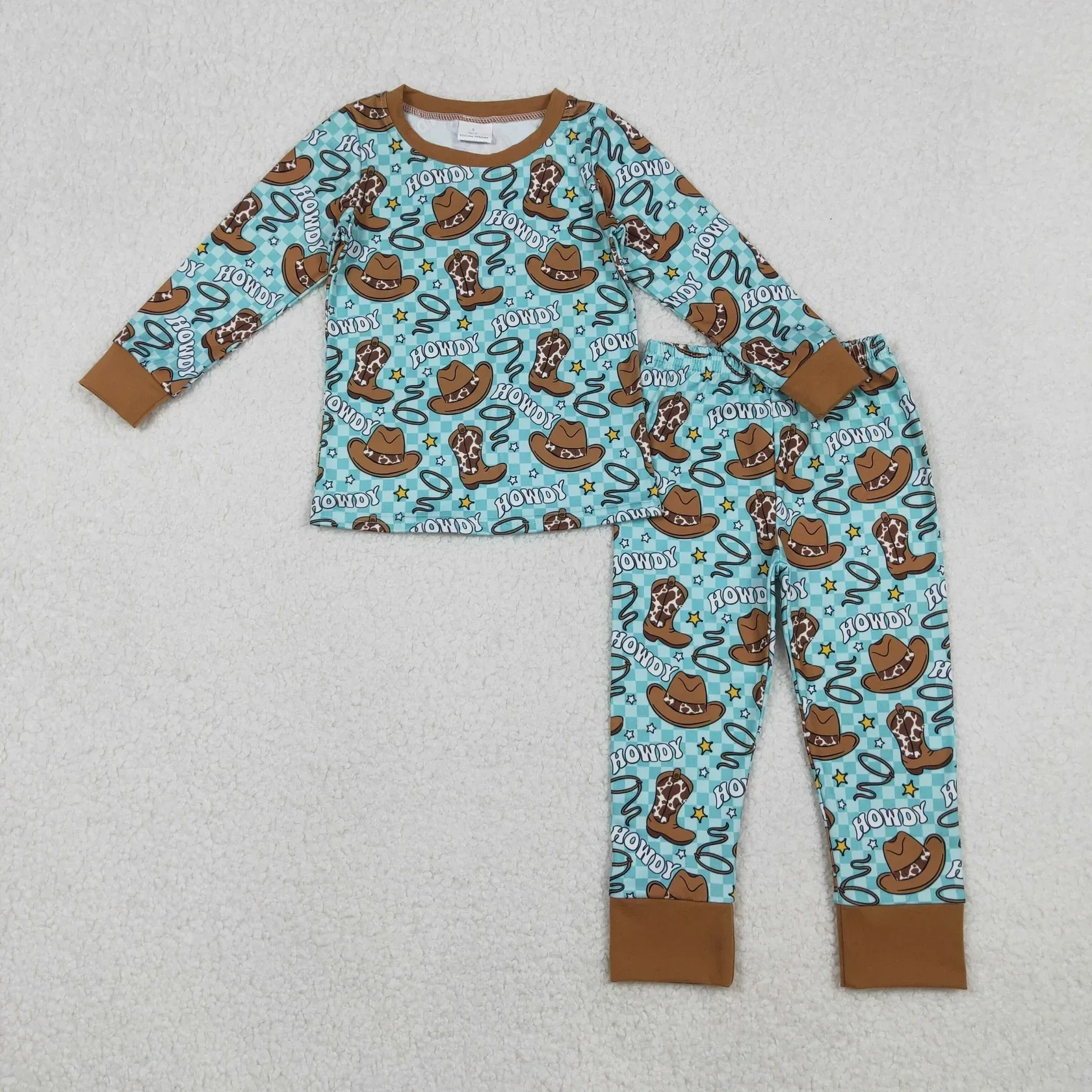 

Wholesale Children Nightwear Clothes Toddler Boys Western Outfit Baby Boy Long Sleeves Shirt Pants Kids Pajamas Howdy Print Set
