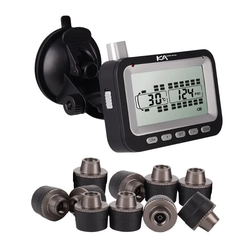 

10 Sensrs/tires KA330-G Truck & Trailer Tire Pressure Monitoring System( 1 Monitor + 10 External Sensors + 1 Repeater )