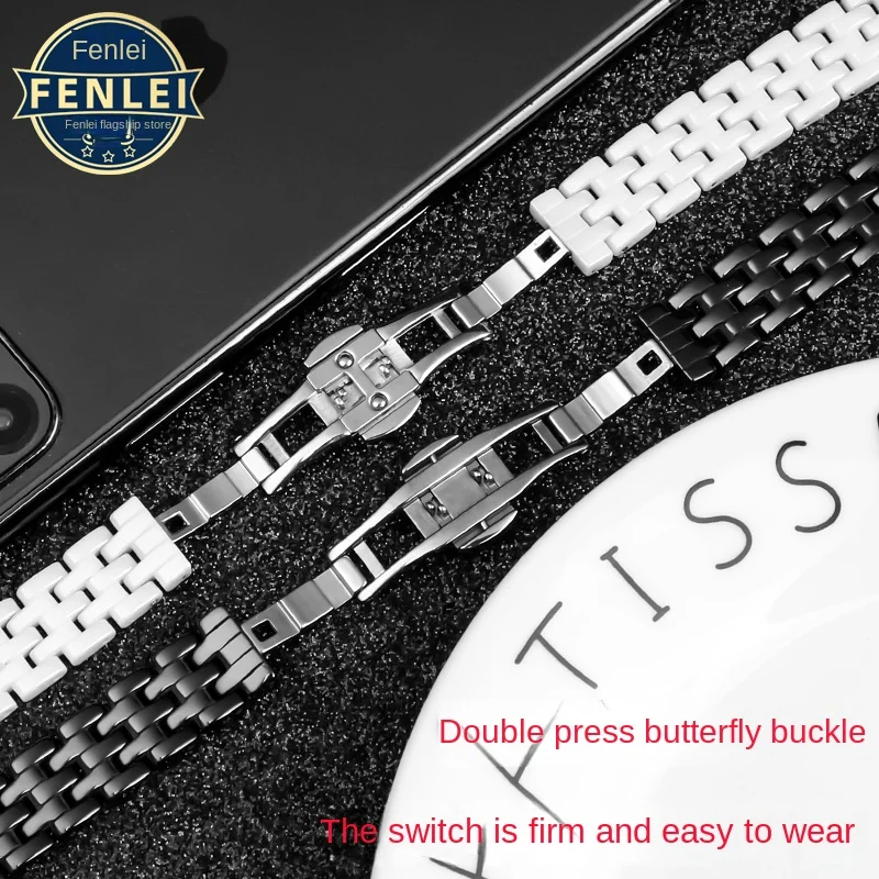 Voor Armani Ar1485/1486/1487/1479/1480 Horlogeband Zwart Wit Keramische Horlogeband 14Mm Platte Mond Hoge Kwaliteit Horlogebandje