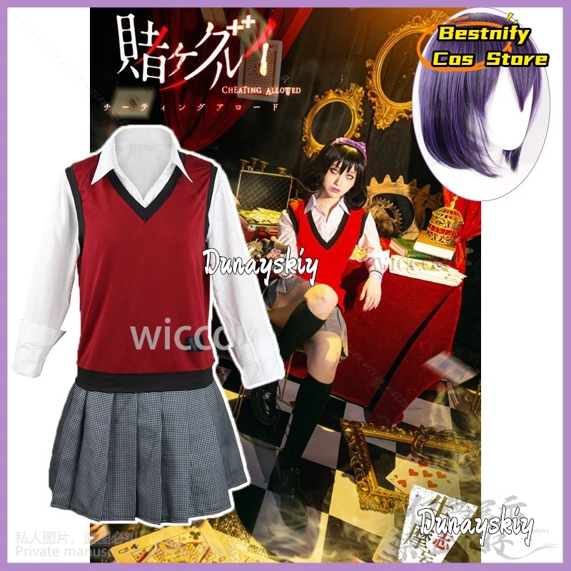 Kakegurui The Movie Eiga Kakegurui Cosplay Midari Ikishima Costume Wig JK School Uniform Lolita Woman Halloween Customized Suit