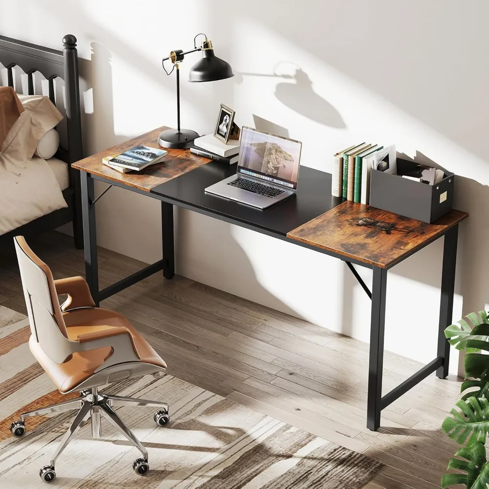 Компьютерный стол 63 дюйма, стол для ноутбука с прочным металлическим каркасом, письменный стол для ПК, прямоугольный стол для домашнего офиса, конференц-стол