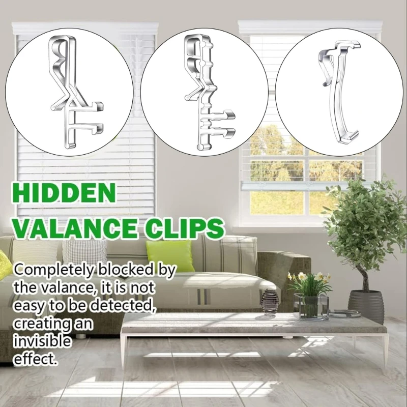 Valance 클립 18pcs 창 블라인드 Valance 수평 가짜 & 나무 블라인드 Dropship에 대 한 명확한 플라스틱 보이지 않는 리테이너 홀더 클립