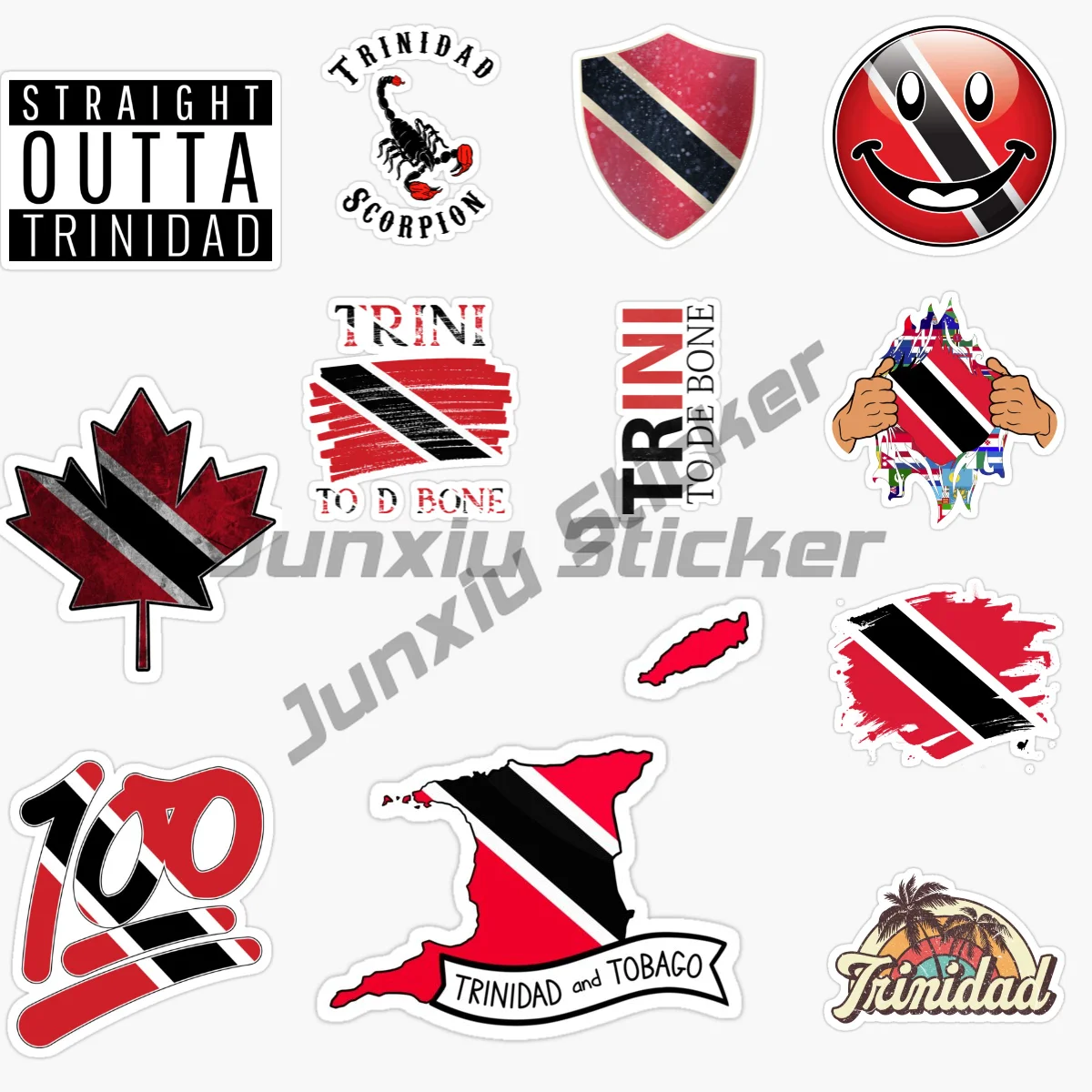 

TRINIDAD AND TOBAGO National Flag and Emblem Vinyl Motorcycle Sticker Car Tail Body Bike Helmet Motorcycle Decal Racing Sticker