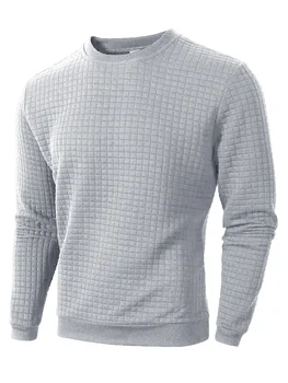 Autumn Men's Crew Neck Pullover Solid Color Casual Jacquard Check Sweatshirt Long Sleeve Warm Slim Sweaters Knitted Streetwear 6