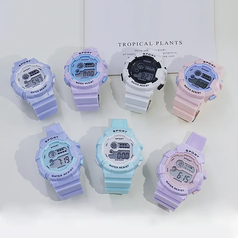 นาฬิกาอิเล็กทรอนิคส์สำหรับเด็ก, นาฬิกาหน้าปัดสีเรืองแสงมัลติฟังก์ชั่น Jam Tangan pasangan นาฬิกาปลุกเรืองแสงสำหรับเด็กชายและเด็กหญิง