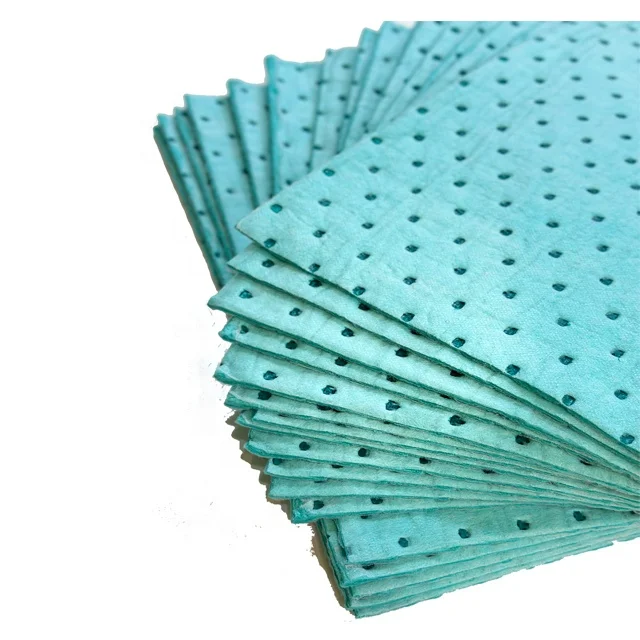 Nuovo tappetino monouso pesante verde polipropilene al 100% in fabbrica per cuscinetti assorbenti chimici e cuscinetti assorbenti per olio