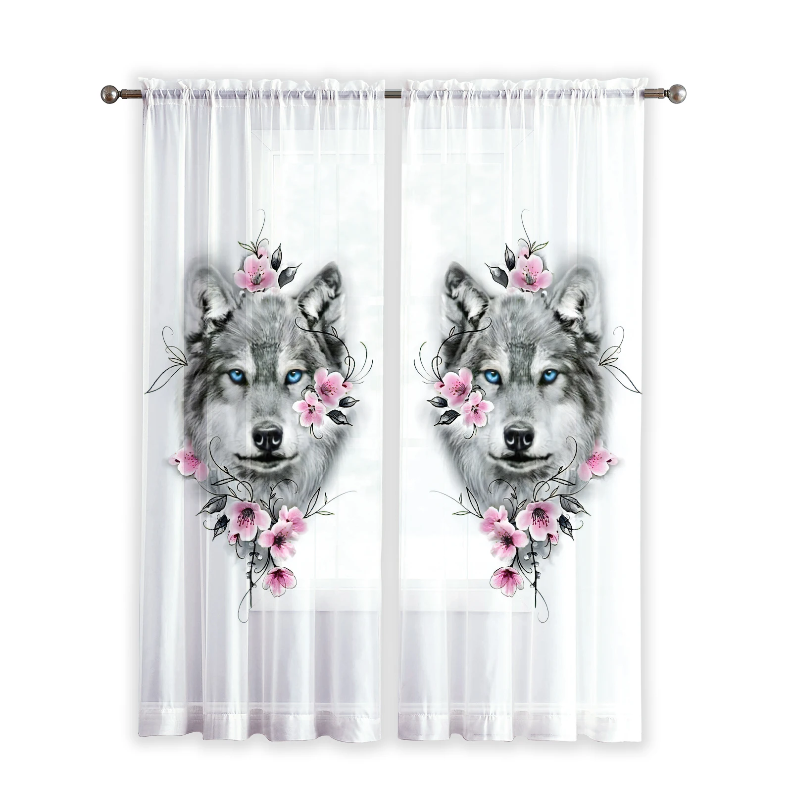 Tiger Lion Wolf Curtains For Living Room Transparent Tulle Sheer Curtain Curtains Window Sheer For The Bedroom Accessories Decor