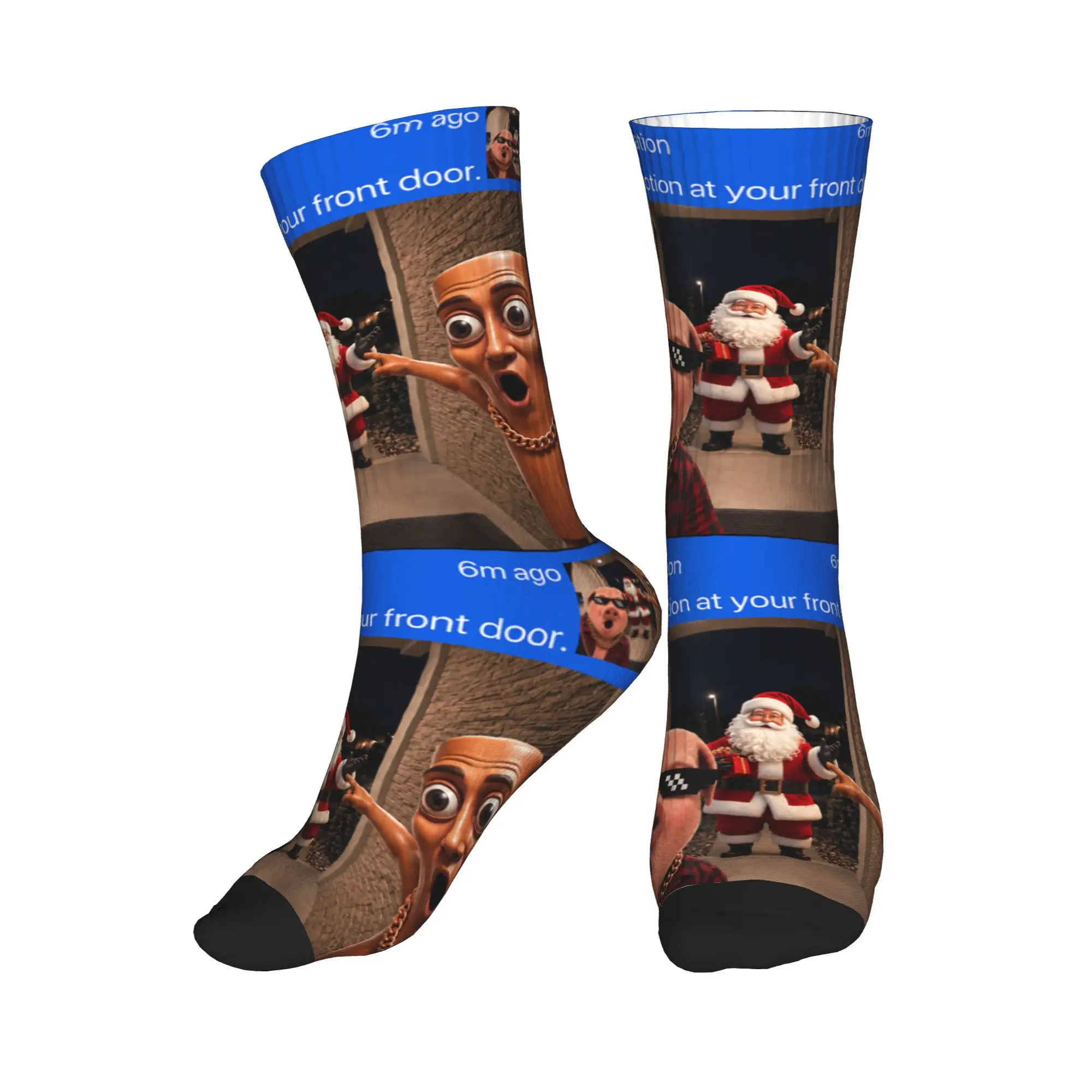 Motion Tung Tung Tung Sahur John Pork Christmas Stockings Men Socks Soft Socks Autumn Outdoor Sports Non Skid Graphic Socks Gift