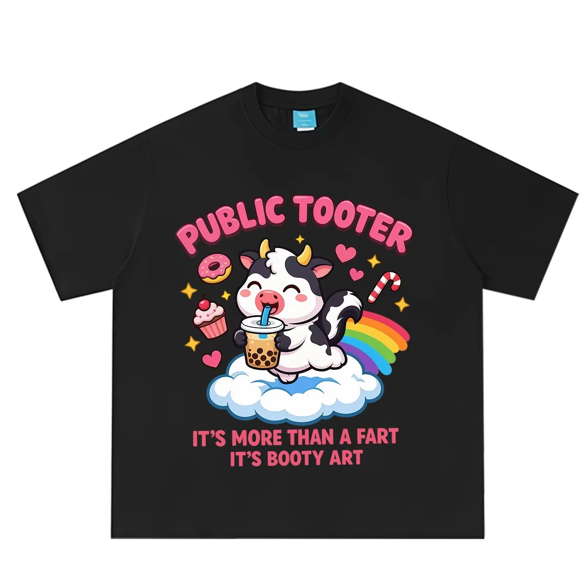 Public Tooter Cow Funny Meme Tshirt Men Women Fashion Cute T-shirt Summer Loose Casual Cotton Oversized T-shirts Streetwear