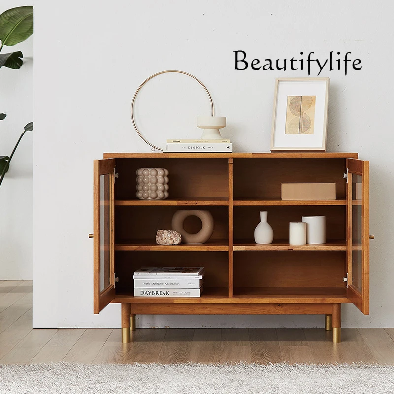Nordic alle massivholz esszimmer seite schrank moderne einfache tee schrank esszimmer hause licht luxus wohnzimmer glas lagerung
