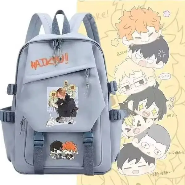 

Black Blue Pink Student Teens School Bags Large Capacity Mochilas Backpacks For Gift Anime Ga