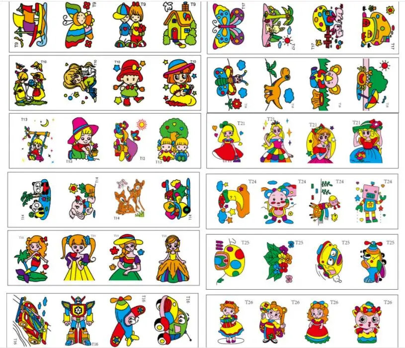 2 pçs/lote manual diy graffiti cor handwork pintura de areia imagem com 6 fundo colorido desenho pintura à mão crianças doodle brinquedos